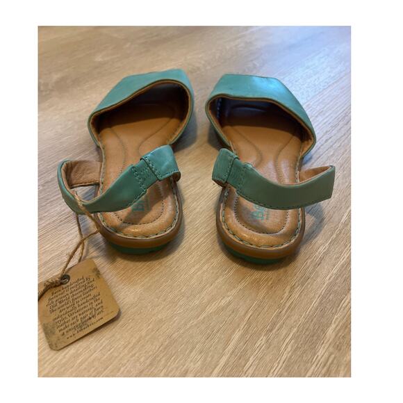 Born Inlet Slingback Open Toe Sandal Size 11 Turquoise Leather Comfort Flat Shoe - Picture 4 of 7
